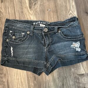 Hydraulic Dark Blue Distressed Denim Shorts